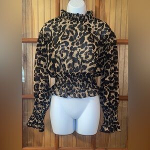 Leopard Print Ruffled Women's Top
